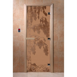 Дверь для сауны DoorWood 'Березка' 190*70 (бронза матовое)